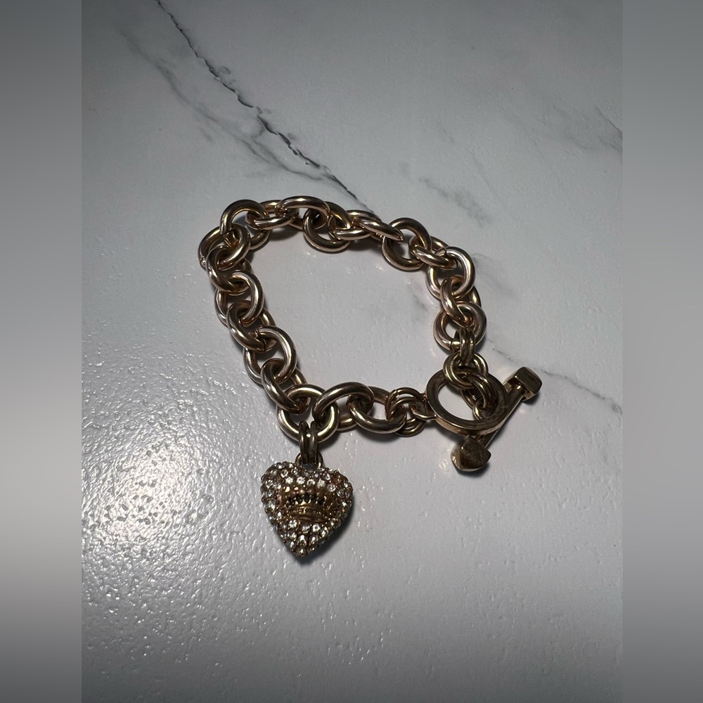 juicy couture heart charm bracelet rhinestone